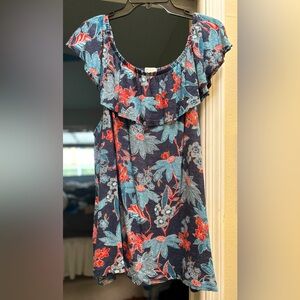 Jjill Linen Floral Ruffle Sleeve Top - XL Linen blend